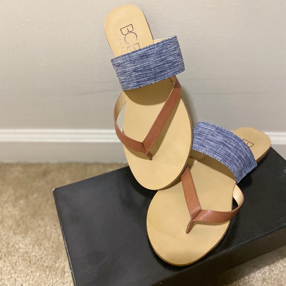 Brand New Blue Jean & Tan sandals